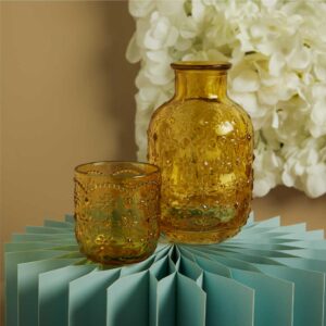 CARAFFA CON BICCHIERE IN VETRO GIALLO