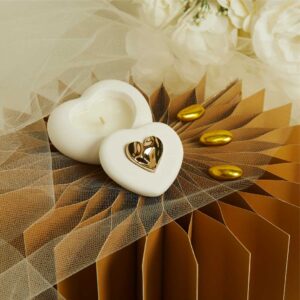 SCATOLINA CUORE CON CANDELA E APPLICAZIONE ORO