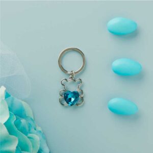 PORTACHIAVI PICCOLO SILVER ORSO CON CUORE BLU