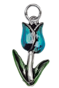 Ciondolo tulipano celeste trasparente