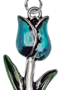 Ciondolo tulipano celeste trasparente