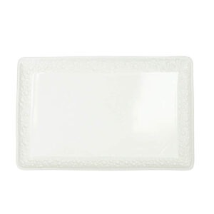 VASSOIO RETTANGOLARE BOLLE BIANCO CM 32x20,5 STONEWARE