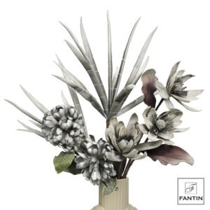 COMPOSIZ.FLOREALE MAGNOLIA,ORTENSIA INDICUM GRIGIO CM.100-110;6STELI