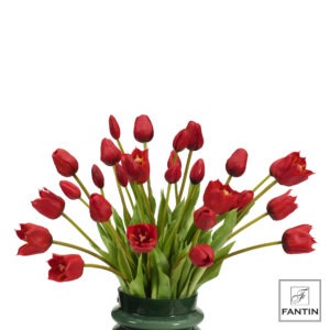 COMPOSIZIONE TULIPANI ROSSI6 BOUQUET 30 STELI CM. 47