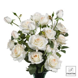 BOUQUET ROSE BIANCHE 6 STELI, 18 ROSE (3XSTELO) CM. 73,5