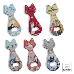 APRIBOTTIGLIA CALAMITA GATTINI 12 PEZZI ASS. (6 DECORI-2X) CM.5,5X14