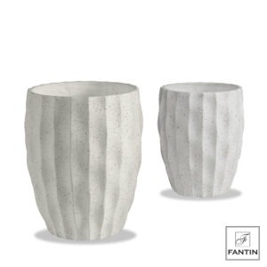 SET 2 VASI FIBRA E ARGILLA ONDE BIANCO CM.Ø23 H30,5+Ø30 H41(mis.est)