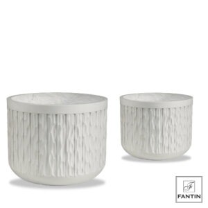 SET 2 VASI FIBRA ARGILLA CORTECCIA BIA. CM.Ø30,5H25+Ø37,5H29 mis.est