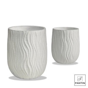 SET 2 VASI FIBRA E ARGILLA DUNE BIANCO CM.Ø24 H30+Ø33 H42(mis. est)