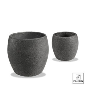 SET 2 VASI FIBRA ARGILLA BOTTICELLA NEROCM.Ø22,5H21+Ø31 H30 mis.est