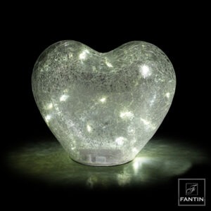 LAMPADA VETRO LED CUORE SILVER CM. 15X8XH12,5