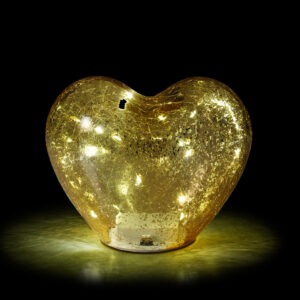 LAMPADA VETRO LED CUORE GOLD CM. 15X8XH12,5