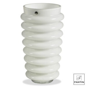 VASO VETRO ANELLI BIANCO CM. Ø17 X H30