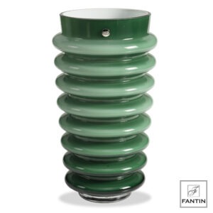 VASO VETRO ANELLI VERDE CM.Ø17 X H30