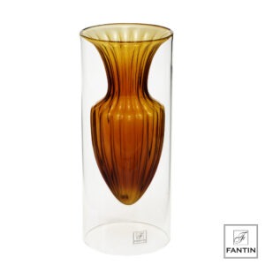 VASO VETRO ANFORA AMBRA CM.Ø14 X H35
