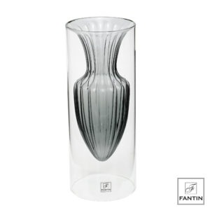VASO VETRO ANFORA GRIGIO CM. Ø14 X H35
