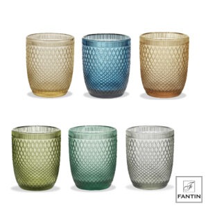 SET 6 BICCHIERI ACQUA COLORATI VETRO  380 ml