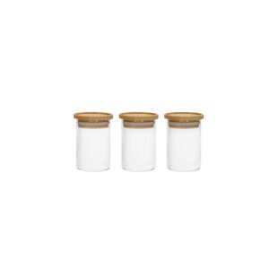 BARATTOLO PORTASPEZIE VETRO BOROSILICATO C/BAMBOO SET 3PZ