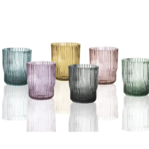 BICCHIERE PLISSE SET 6 PZ COLORI ASSORTITI VETRO