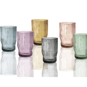 BICCHIERE PLISSE SET 6 PZ COLORI ASSORTITI VETRO