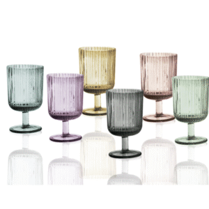 CALICE PLISSE SET 6 PZ COLORI ASSORTITI VETRO