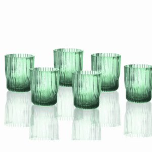 BICCHIERE PLISSE TURCHESE SET 6 PZ VETRO