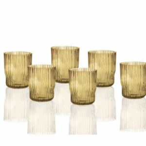 BICCHIERE PLISSE AMBRA SET 6 PZ VETRO