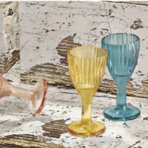 LIQUORINO CALICE SHOT PLISSE' SET 6 PZ COLORI ASSORTITI VETRO