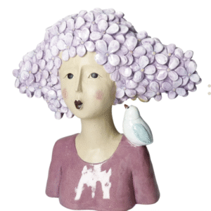 DECORATION LADY CON UCCELLINO RESINA
