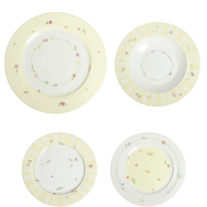 TAVOLA 18 PZ POLLINE GIALLO NEW BONE CHINA