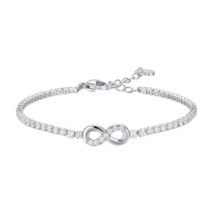 BRACCIALE TENNIS DONNA IN ACCIAIO CON INFINITO E PUNTI LUCE CON ZIRCONI BIANCHI