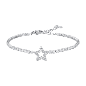 BRACCIALE TENNIS DONNA IN ACCIAIO CON STELLA E PUNTI LUCE CON ZIRCONI BIANCHI