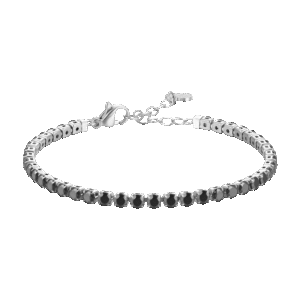 BRACCIALE DONNA TENNIS IN ACCIAIO CON CRISTALLI NERI
