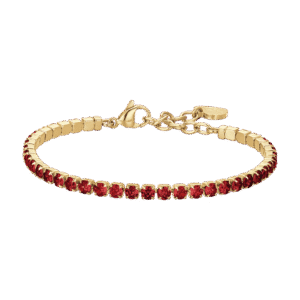 BRACCIALE DONNA TENNIS IN ACCIAIO IP GOLD CON CRISTALLI ROSSI