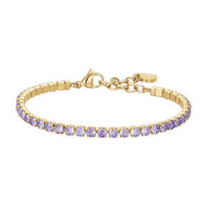 BRACCIALE DONNA TENNIS IN ACCIAIO IP GOLD CON CRISTALLI VIOLA