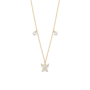 COLLANA DONNA IN ACCIAIO CON PENDENTE FARFALLA ED ALI ZIRCONE BIANCO COLORE ORO