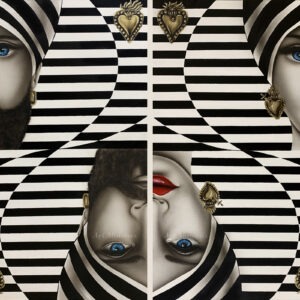 OPTICAL (set due pezzi) CON DIMENSIONE TELA (2 PEZZI) DI 110 X 65 cad. cm  con FINITURA VARIANTE TRADIZIONALE Senza Cornice