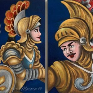 PUPI SICILIANI CON DIMENSIONE TELA (2 PEZZI) DI 80 X 80 cad. cm  con FINITURA VARIANTE  A COLORI  Senza Cornice