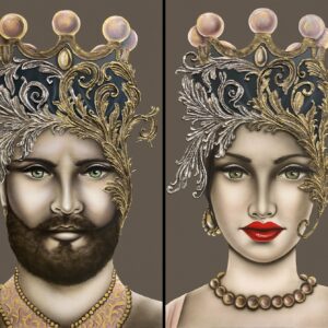 MORI CROWN NEW CON DIMENSIONE TELA (2 PEZZI) DI 110 X 65 cad. cm  con FINITURA CON DECORI MATERICI  Senza Cornice