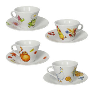 TAZZINA CAFFE 4 STAGIONI SET 4 PZ DECORI ASSORTITI PORCELLANA