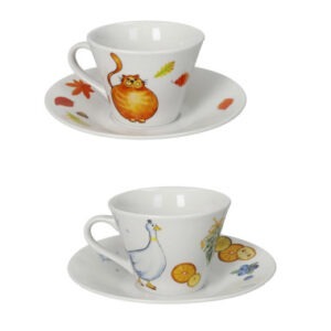 TAZZA THE 4 STAGIONI AUT-INV SET 2 PZ DECORI ASSORTITI PORCELLANA