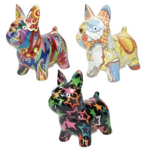 SALVADANAIO CANE DECORI ASSORTITI DOLOMITE