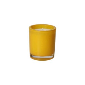CANDELA PROFUMATA GIALLO CERA DI SOIA ESSENZA CAMOMILLA/VETRO