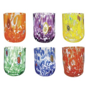 BICCHIERE PAVONE COLORI ASSORTITI SET 6 PZ VETRO