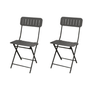 SEDIE PIEGHEVOLI BISTRO SET 2 PZ GRIGIO METAL