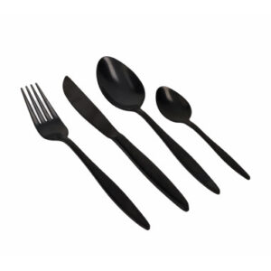 SET POSATE STRETCH BLACK SATINATE 16 PZ INOX