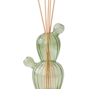 DIFFUSORE DI FRAGRANZA CACTUS VERDE VETRO C/BASTONCINI FIBER WOOD
