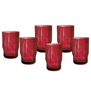 BICCHIERE PLISSE ROSSO SET 6 PZ VETRO