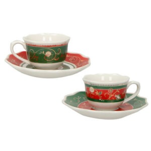 TAZZINA CAFFE TEMPO DI FESTA SET 2 PZ PORCELLANA