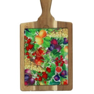 TAGLIERE LE PRIMIZIE ACACIA/VETRO DECORATO